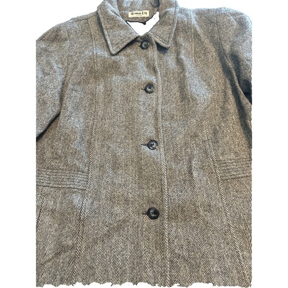 VTG Herman Kay Women's Gray Tweed  Wool Blend Button Front Pea Coat Sz 22P - Picture 5 of 13